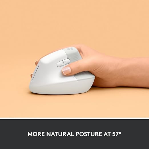 Logitech Lift Vertical Ergonomic Wireless Mouse - Pale Grey