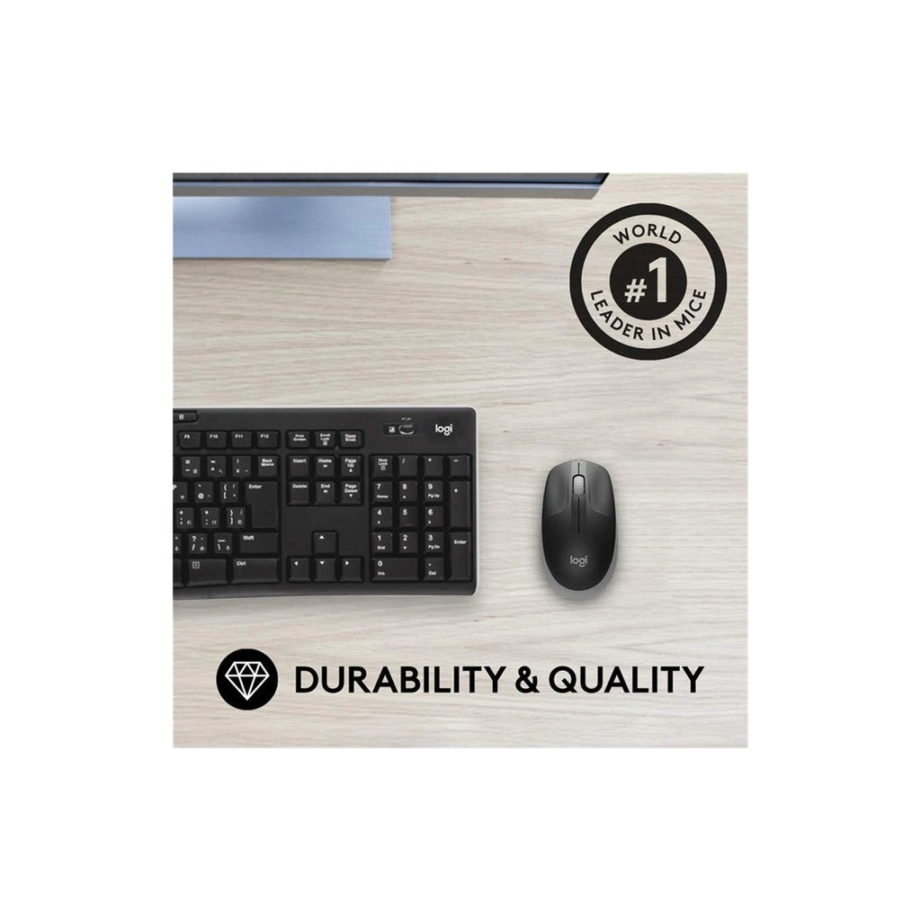 Logitech M190 Full Size Wireless Mouse - Charcoal