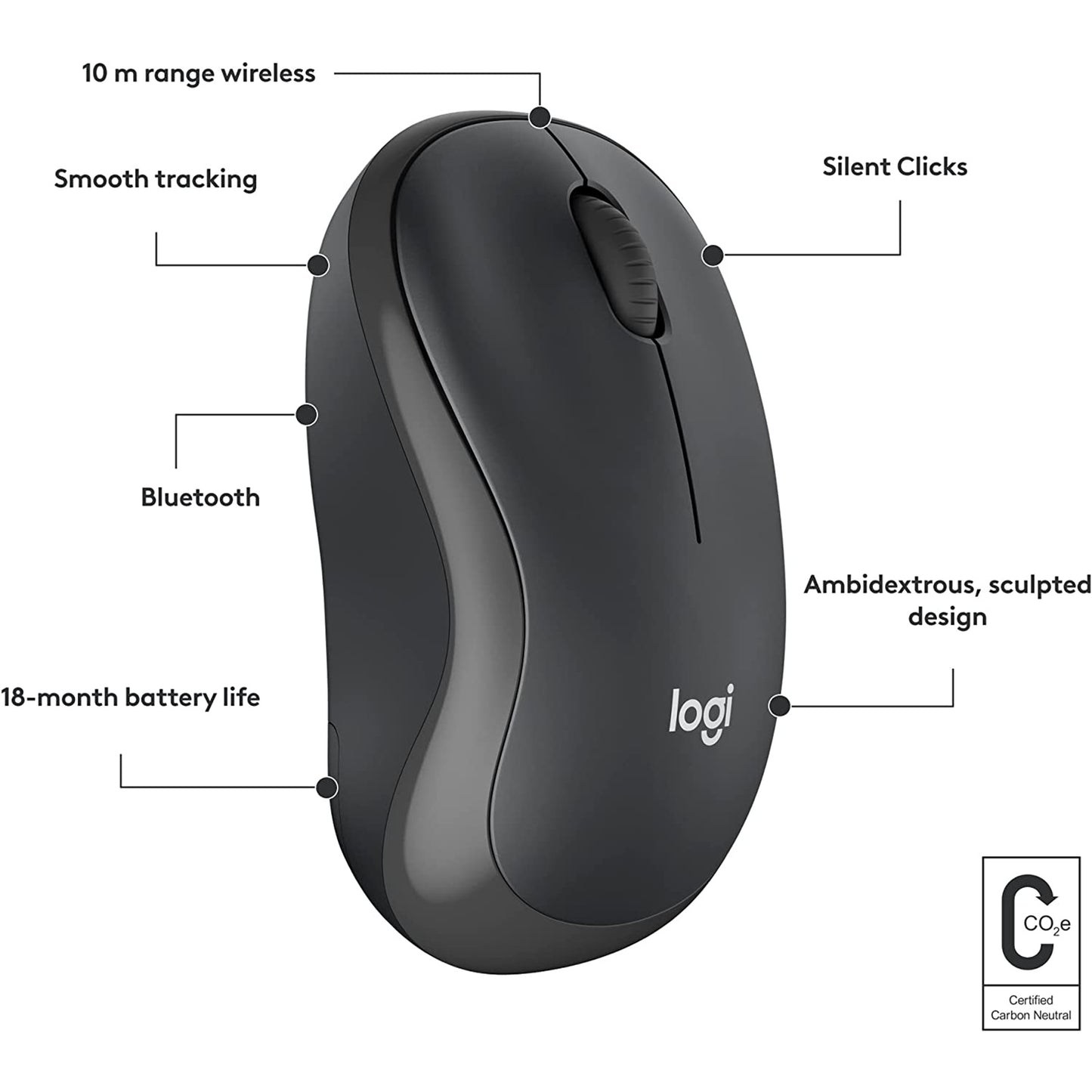 Logitech M240 Silent Bluetooth Mouse - Graphite
