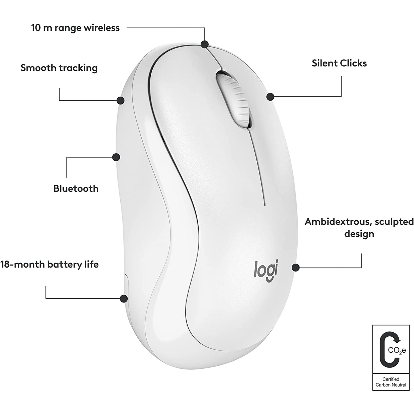 Logitech M240 Silent Bluetooth Mouse - Off White