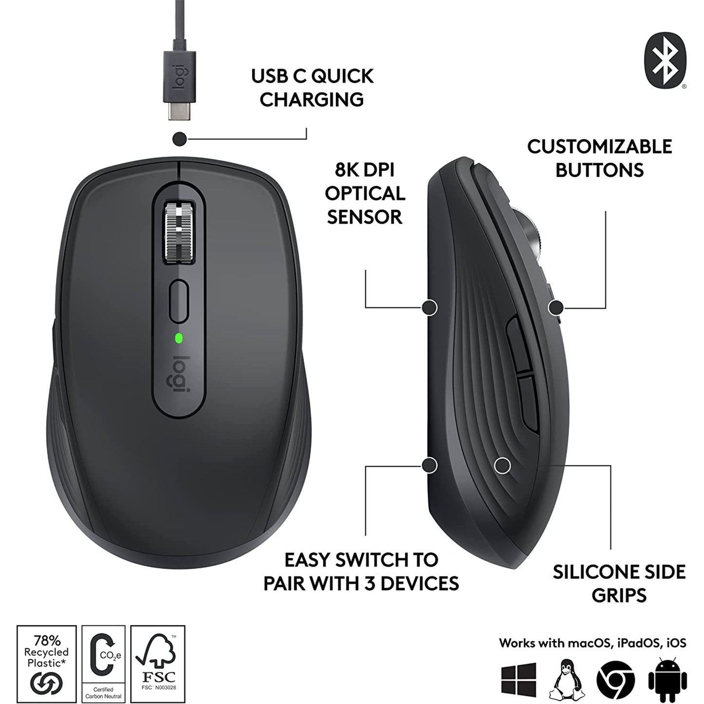 Logitech MX Anywhere 3S Wireless Mouse - Graphite
