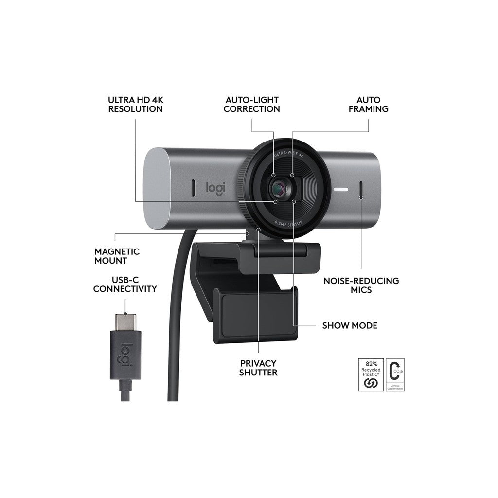 Logitech MX Brio Ultra HD 4K Webcam - Graphite
