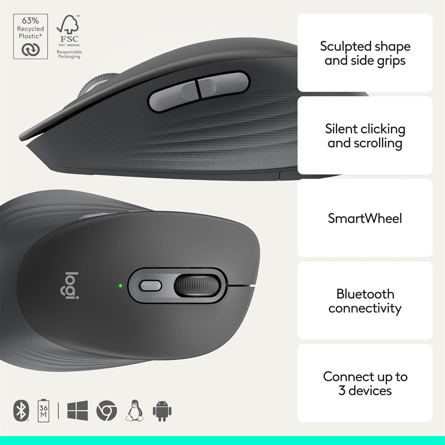 Logitech Signature Comfort M840 L Bluetooth Mouse - Graphite