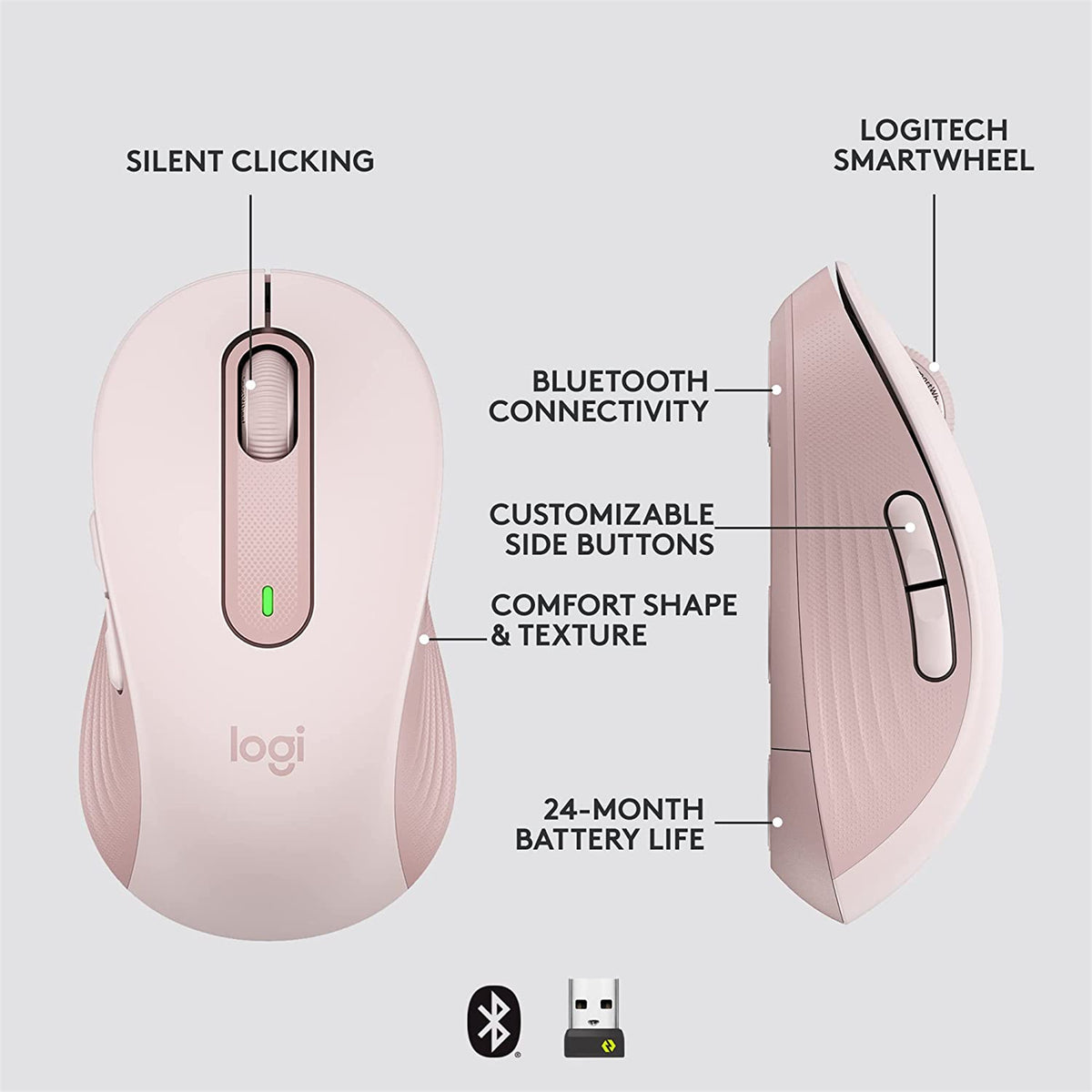 Logitech Signature M650 Wireless Mouse - Rose