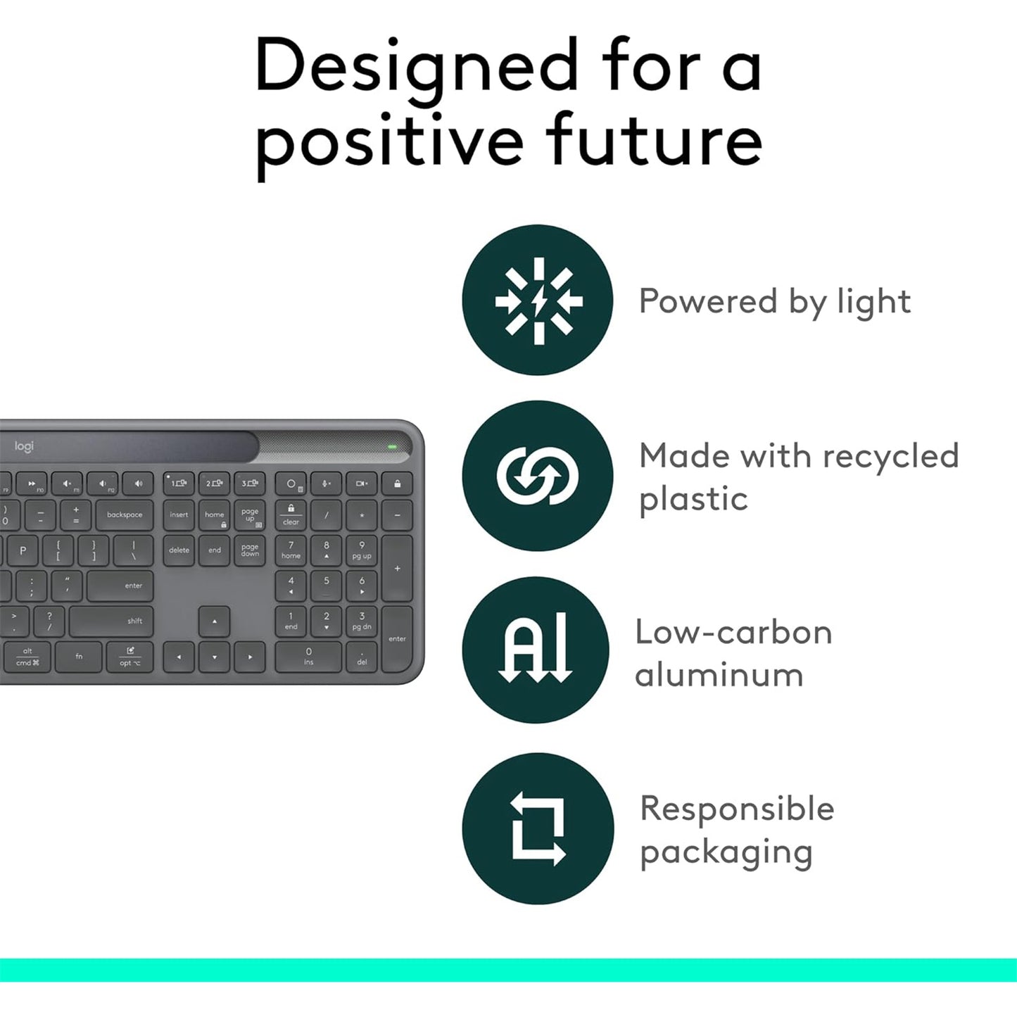 Logitech Signature Solar+ Wireless Keyboard K980 For Business
