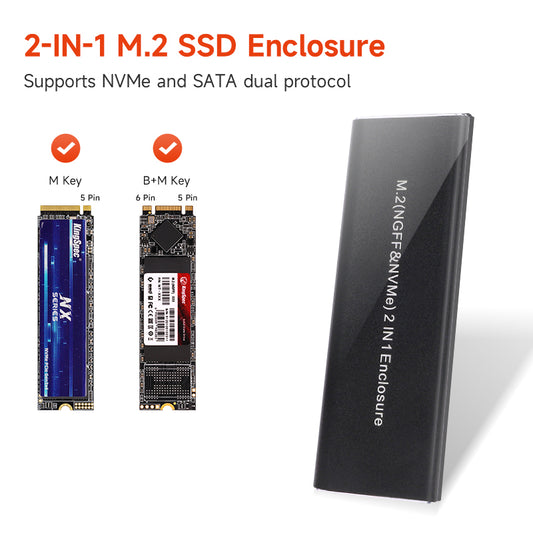 KingSpec M.2 NVMe + SATA 2 in 1 Enclosure