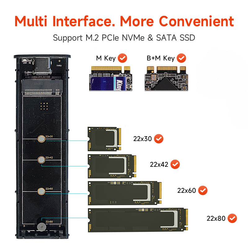 KingSpec M.2 NVMe + SATA 2 in 1 Enclosure