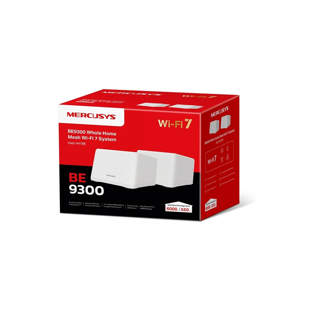 Mercusys Halo H47BE (BE9300) Tri-Band WiFi 7 Whole Home Mesh System - 2 Pack