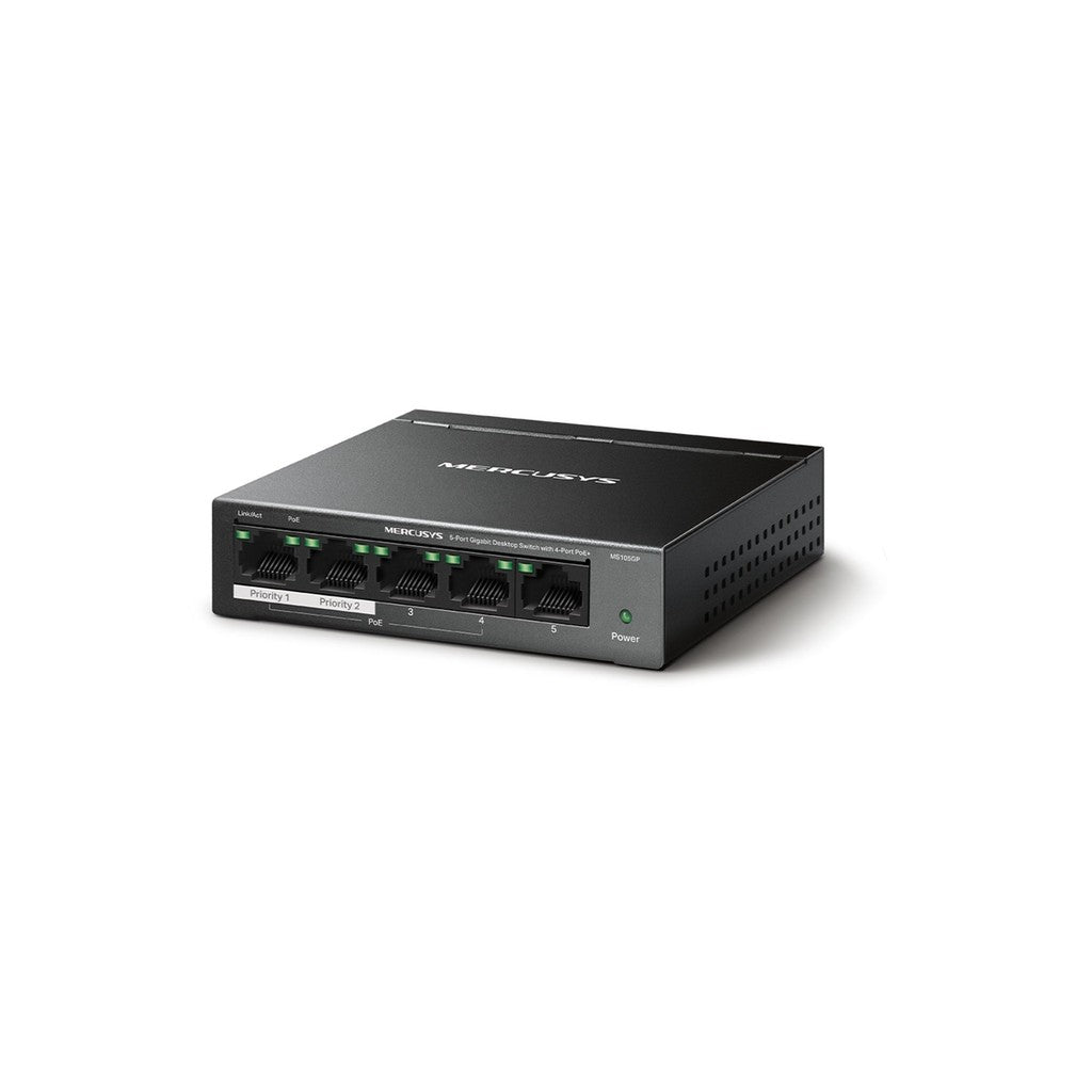 Mercusys MS105GP 5-Port Gigabit Desktop Switch with 4-Port PoE+