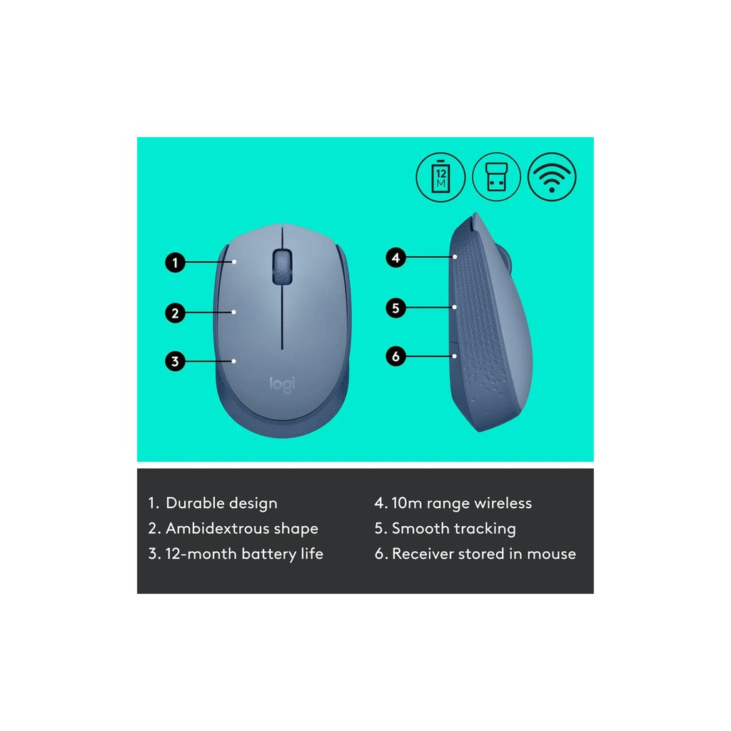 Logitech M171 Wireless Mouse - Blue Grey