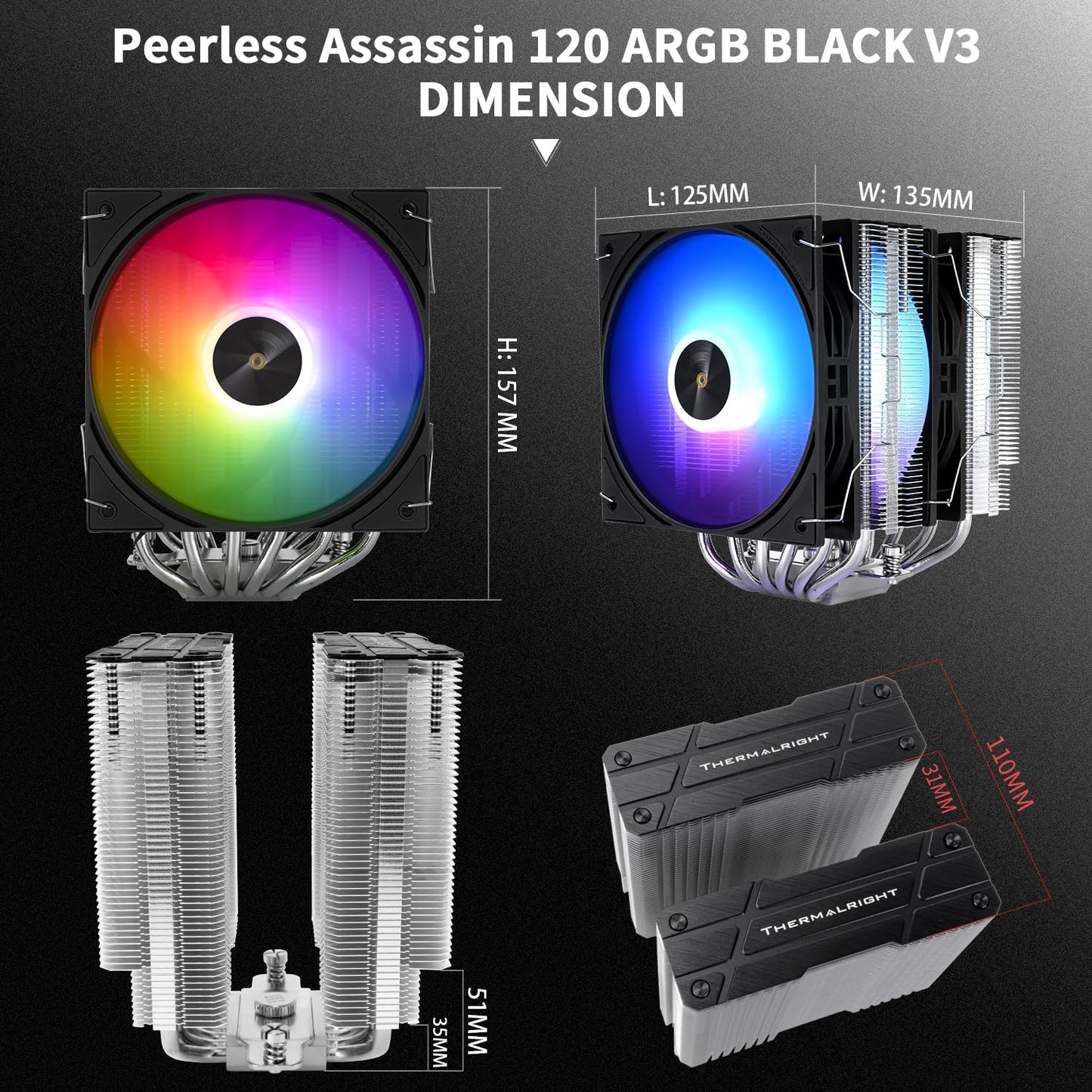 Thermalright Peerless Assassin 120 ARGB BLACK V3 CPU Cooler