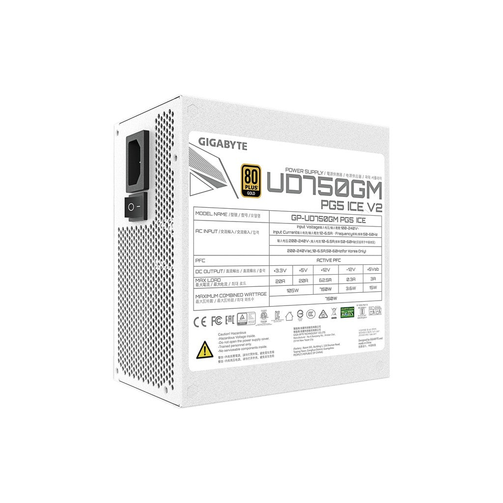 Gigabyte UD750GM PG5 V2 ICE 750W 80+ Gold Fully Modular ATX 3.1 Power Supply