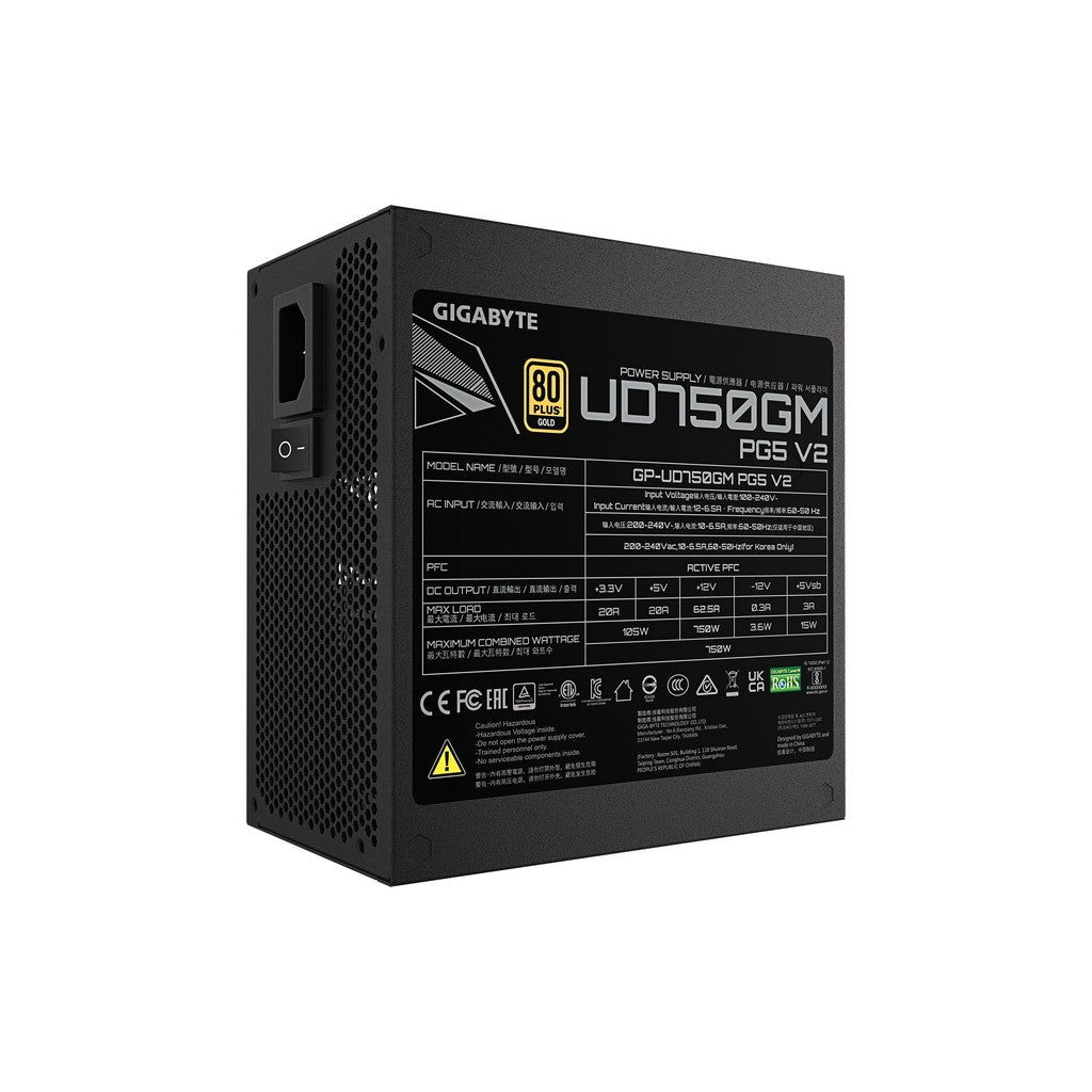 Gigabyte UD750GM PG5 V2 750W 80+ Gold Fully Modular ATX 3.1 Power Supply