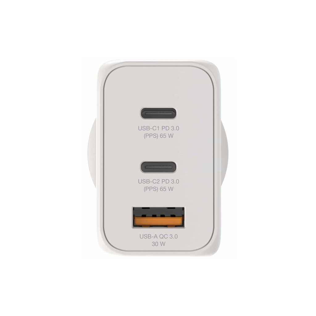Verbatim 65W GaN Charger with 2x USB-C and 1x USB-A - White