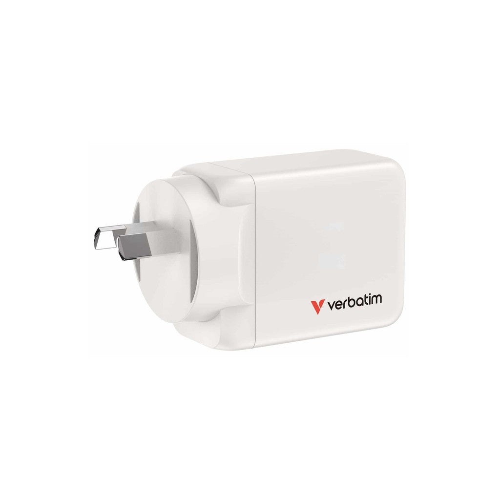 Verbatim 65W GaN Charger with 2x USB-C and 1x USB-A - White