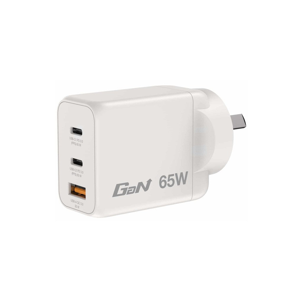 Verbatim 65W GaN Charger with 2x USB-C and 1x USB-A - White