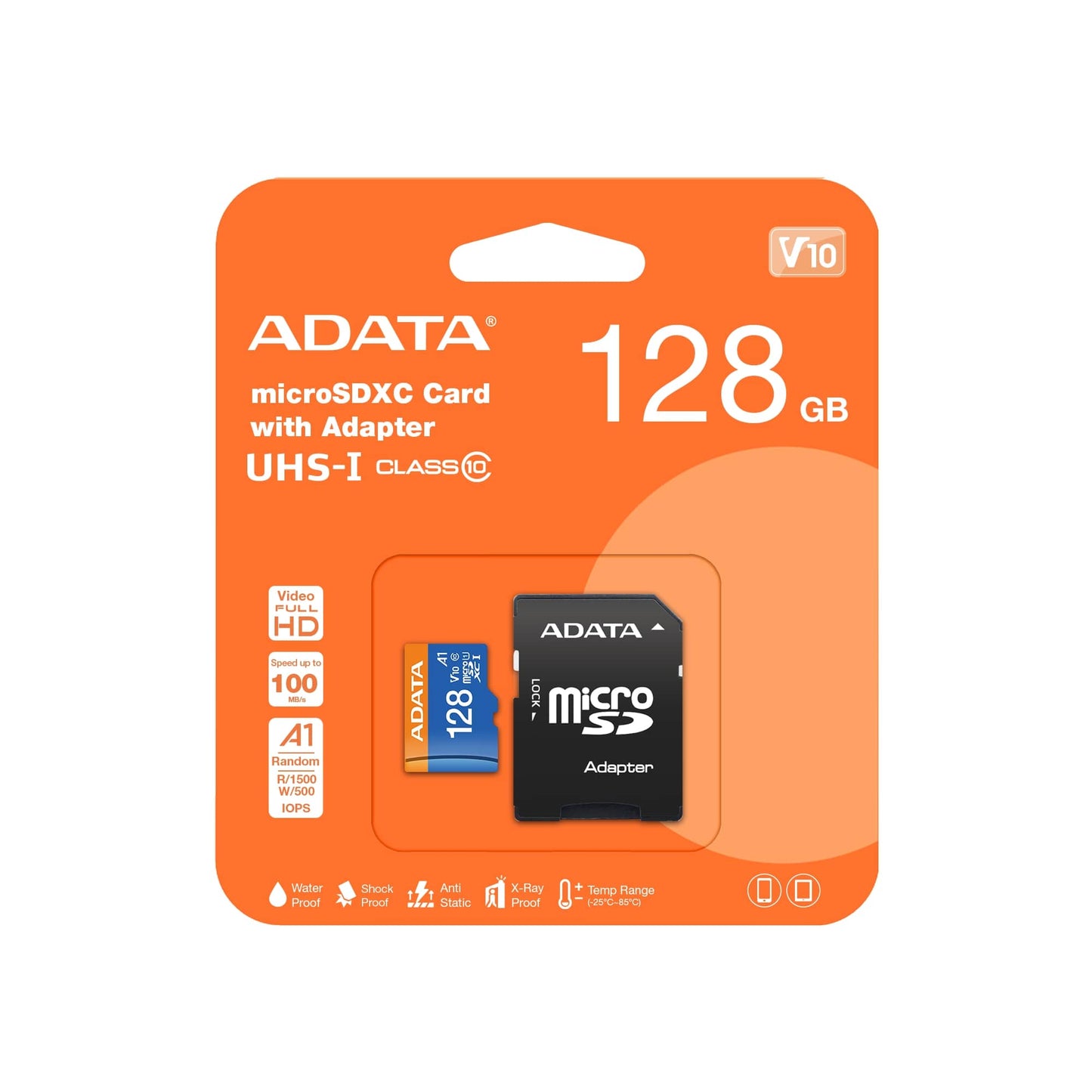 ADATA Premier 128GB microSD A1 V10 Card with Adapter Lifetime Wty