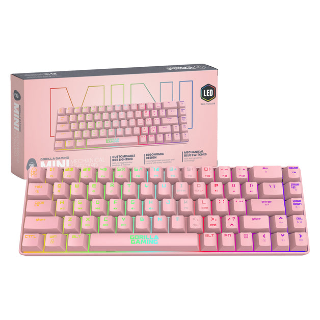 Gorilla Gaming Mini Wired Mechanical Keyboard - Pink