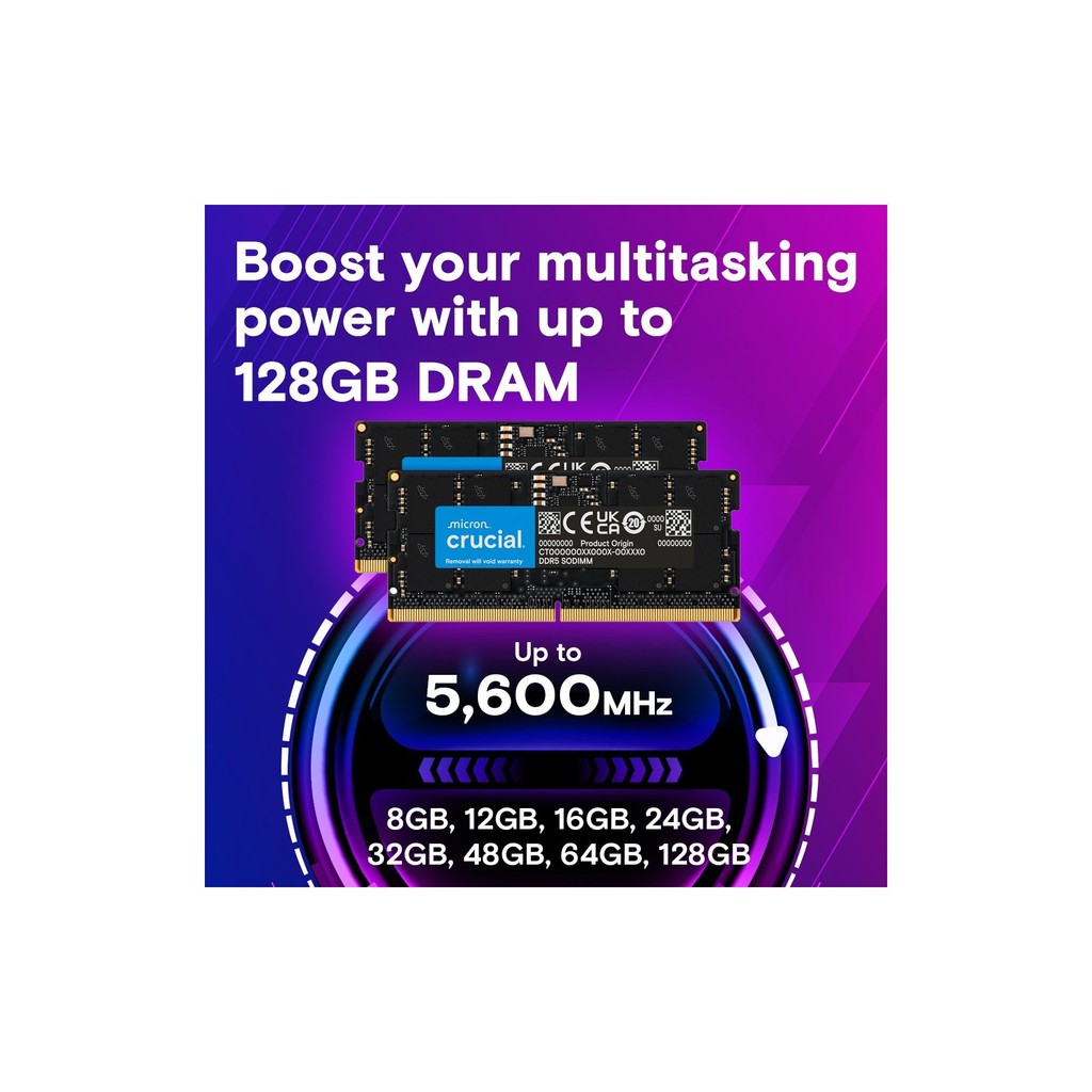 16GB (2x8) Crucial 4800mhz DDR5 SODIMM RAM