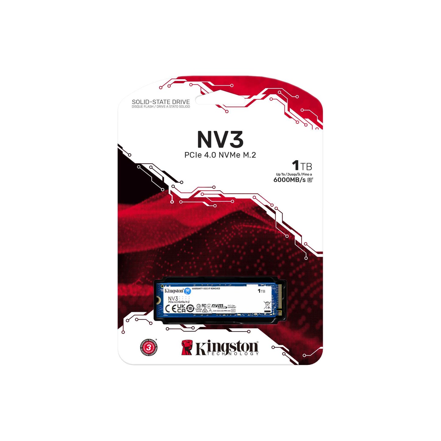 Kingston NV3 1TB 6000MB/s PCIe 4.0 M.2 NVMe SSD 3Yr Wty