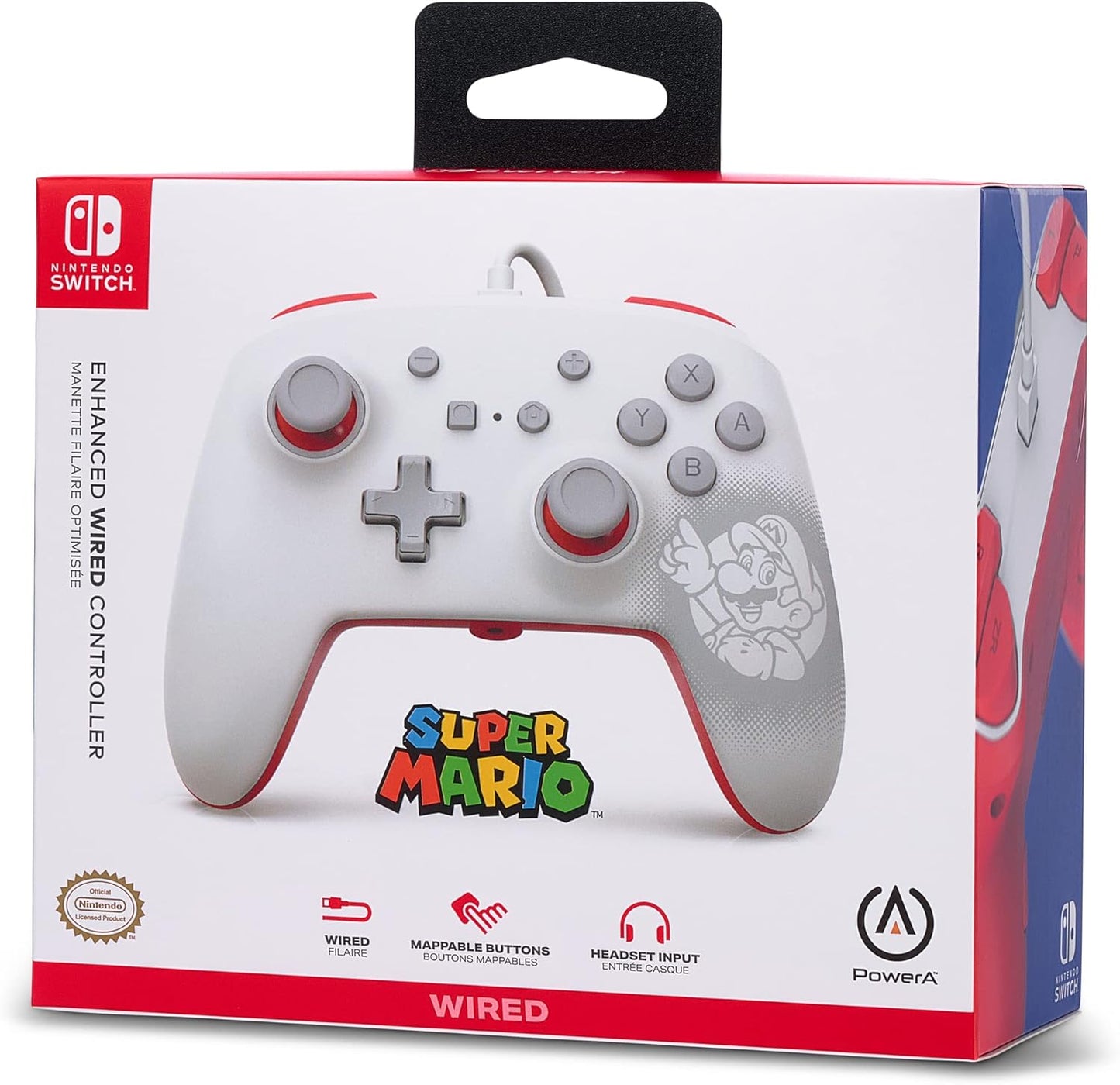 PowerA Enhanced Wired Controller for Nintendo Switch (Mario White)