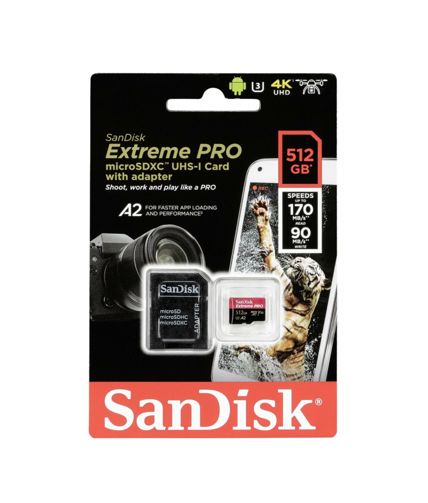 SanDisk Extreme Pro 512GB microSD Card with Adapter Lifetime Wty