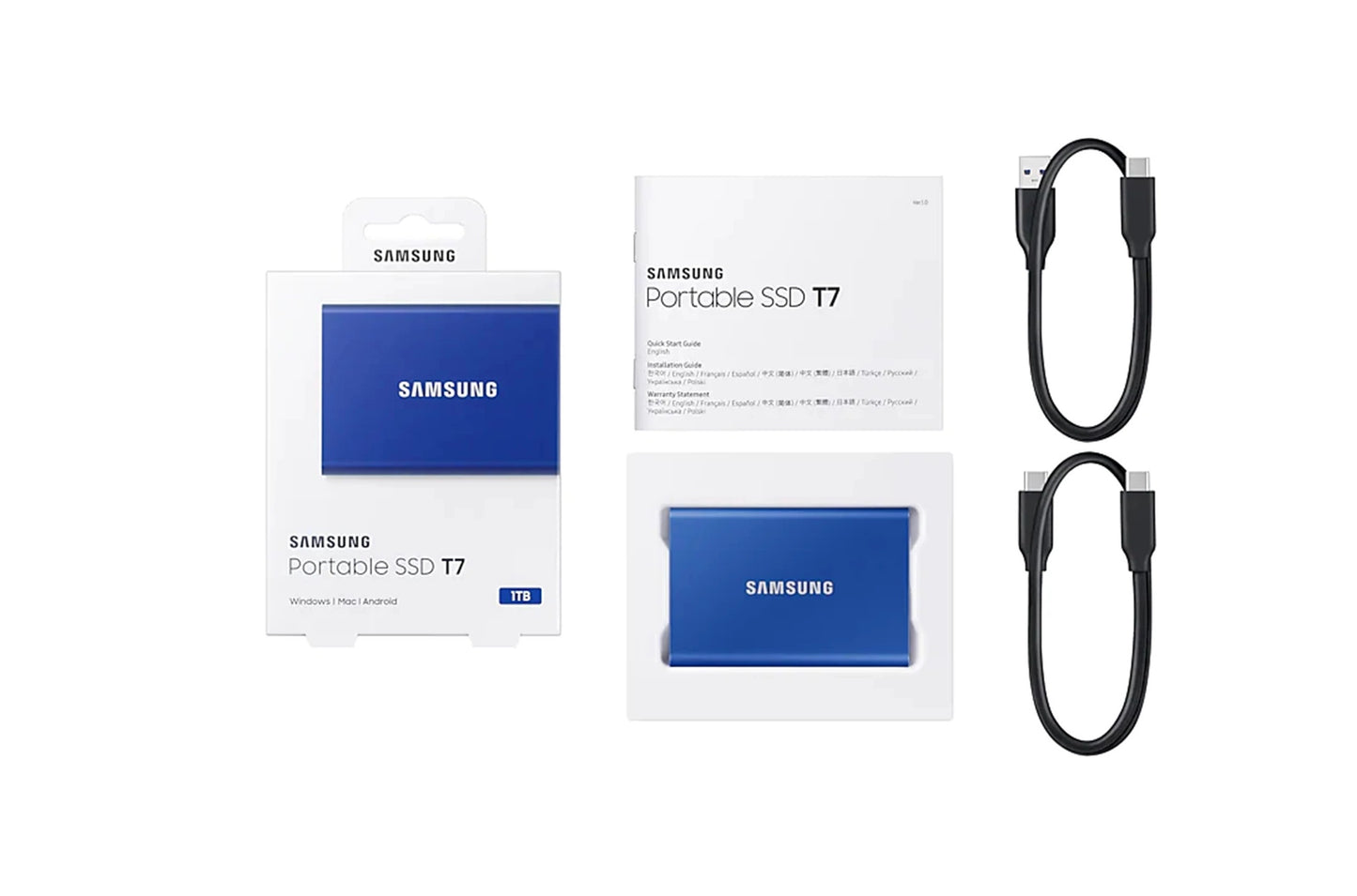 Samsung T7 1TB External SSD USB3.2 Gen2 3Yr Wty - Blue