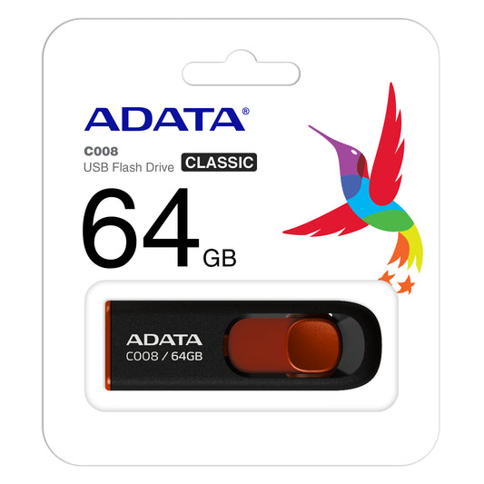 ADATA C008 64GB USB 2.0 Flash Drive 5Yr Wty